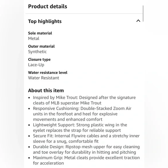 Men’s Nike Force Zoom Trout 9 Pro low baseball metal cleats size 10.5 - Picture 13 of 13